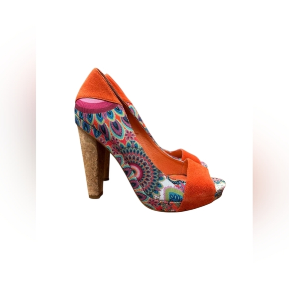Desigual NWT Heel PCS Unique Floral Orange/Multi Coloured Size 39 - Picture 2 of 9